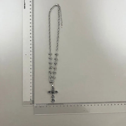 Vintage Cross Pendants Necklace for Women Kpop Punk Chain Necklaces Long Korean Fashion Retro Jewelry on The Neck Gift