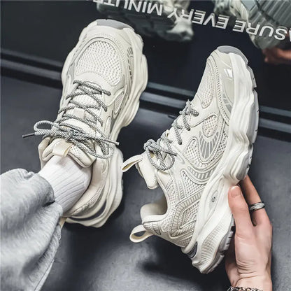 Men's 2026 Spring New Breathable Mesh Sneakers Korean Y2K Trendy Versatile Thick Sole Sports Casual Dad Shoes