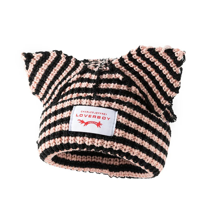 Winter Skullies Hat Unisex Cat Ear Hat Warm Crochet Knitted Hat Costume Beanie Hat Women Christmas Gift Hip-hop Cap Cold Hat