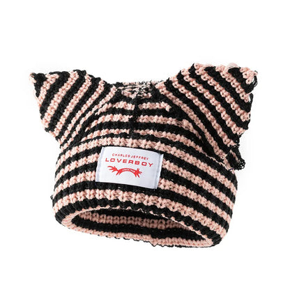 Winter Skullies Hat Unisex Cat Ear Hat Warm Crochet Knitted Hat Costume Beanie Hat Women Christmas Gift Hip-hop Cap Cold Hat