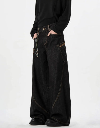 Y2k Baggy Jeans for Men Women Wide Leg Skater Grunge Pants Loose Fit Barrel Jeans Hip Hop Denim Pants Streetwear