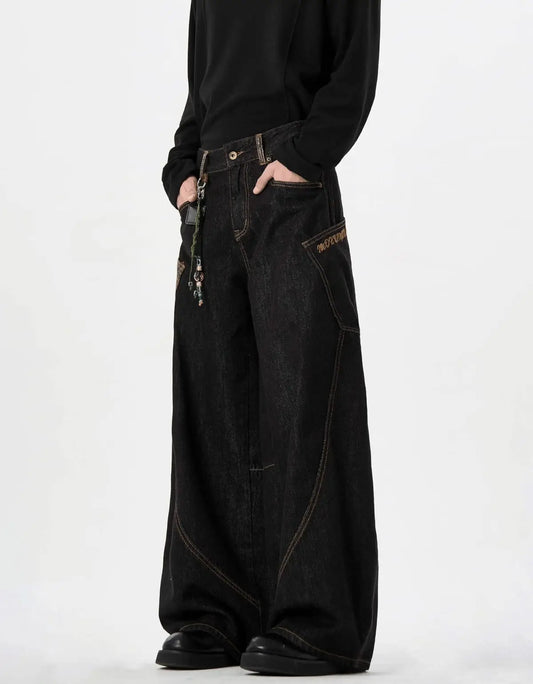 Y2k Baggy Jeans for Men Women Wide Leg Skater Grunge Pants Loose Fit Barrel Jeans Hip Hop Denim Pants Streetwear
