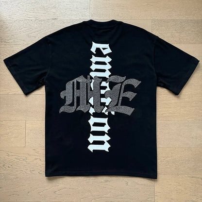 Fashion Brand MIXED EMOTION T-shirts Men Women Couple Streetwear Angel Print Summer Top Tee Round Neck Short Sleeve