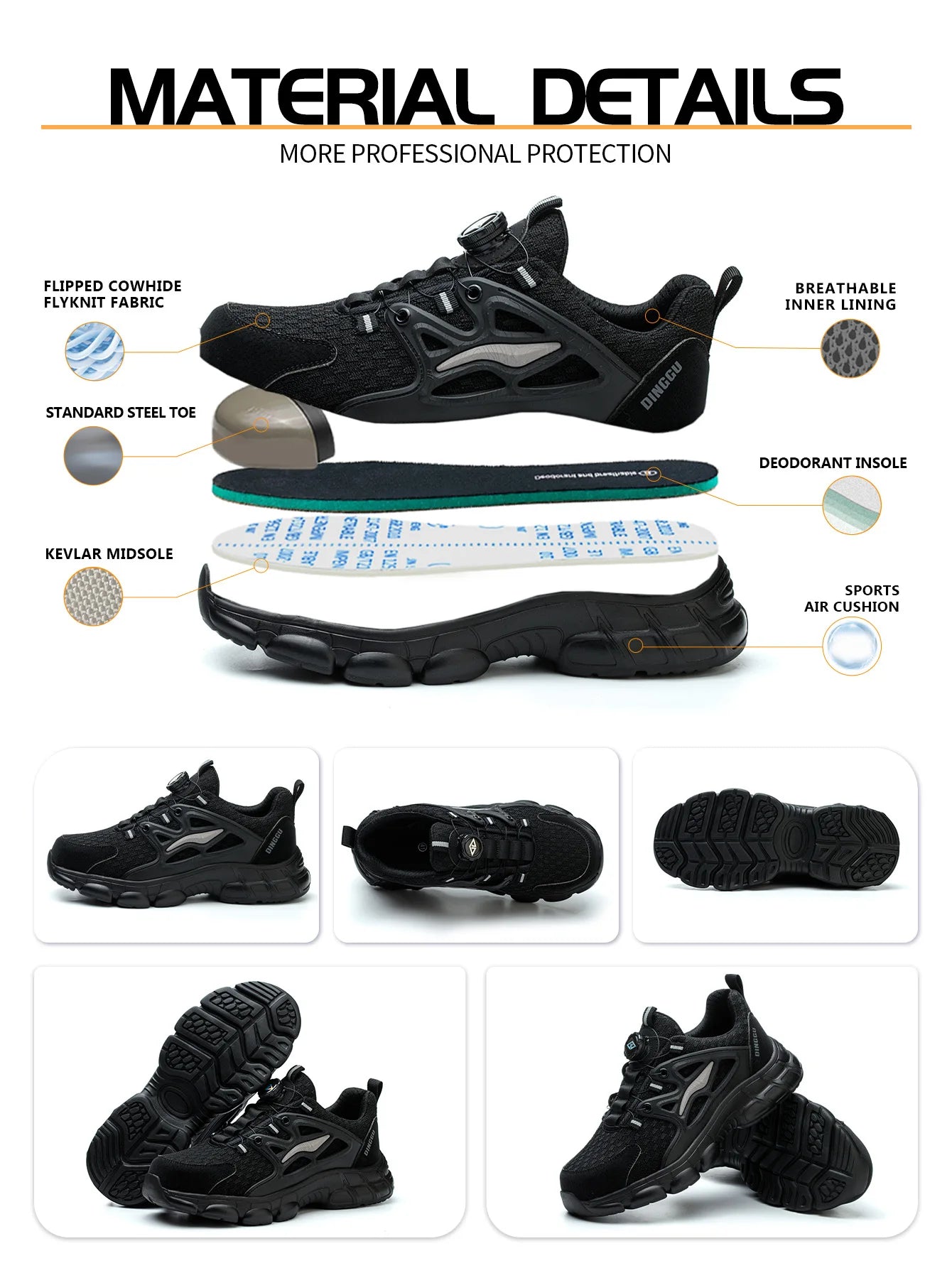 Breathable Woven Knit Industrial Construction Sneakers Industrial And Construction Site protective shoes