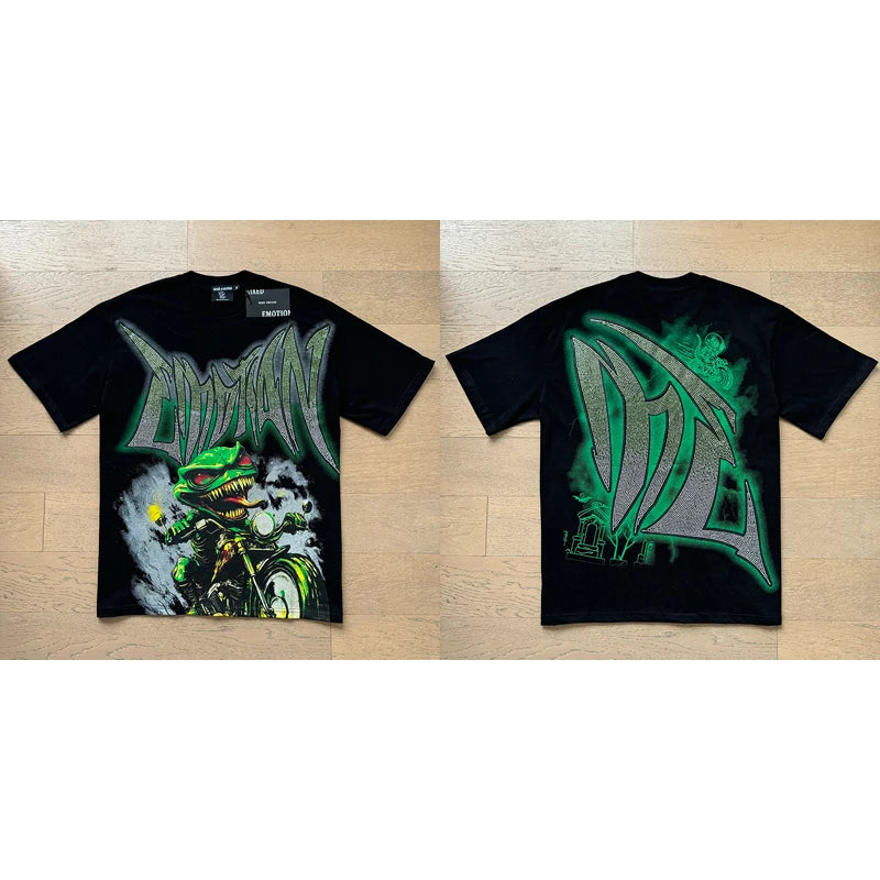 Fashion Brand MIXED EMOTION T-shirts Men Women Couple Streetwear Angel Print Summer Top Tee Round Neck Short Sleeve