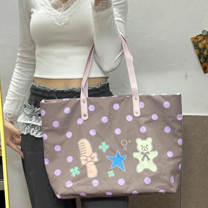 Brand Portrait Print Tote Bag Large Capacity Top-handle Shopper Bag Fashion Pvc Kraft Paper Shoulderbag Waterproof Pouch Storage