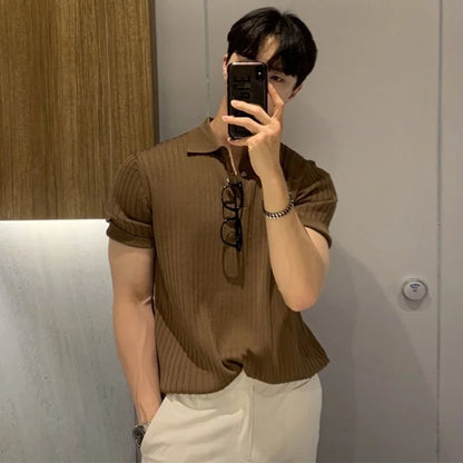 Summer Sports And Leisure Slim Fit T-Shirt Fashionable Men's Golf Polo Shirt Open Neck Breathable Quick Drying Short Sleeved Top