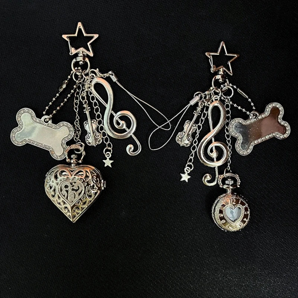 Original Hollow Heart Pocket Watch Chain keychain Design Steampunk Clock Vintage Necklace Pendant Jewelry Watch Men Women Gift