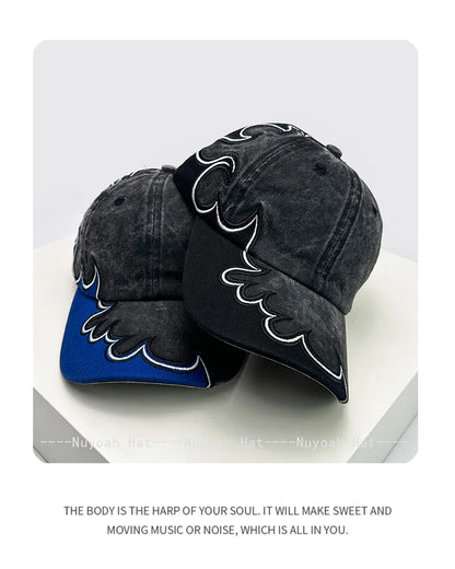 New Men Women American Street Embroidered Flame Baseball Hats Sunshade Hip Hop Versatile Personal Peaked Caps Street Fashion ins