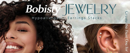 Bobisty 1pc Earrings for Sensitive Ears Surgical Stainless Steel Earrings for Women Dainty Flat Back Earring Stud Hoop Cartilage