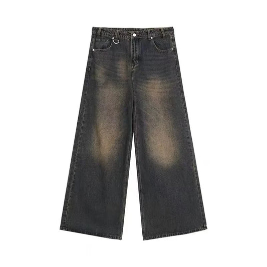 Summer Men Baggy Jeans Unisex Vintage American Style Straight Wide Leg Denim Pants Fashion Brand Hot Sale Casual Trousers