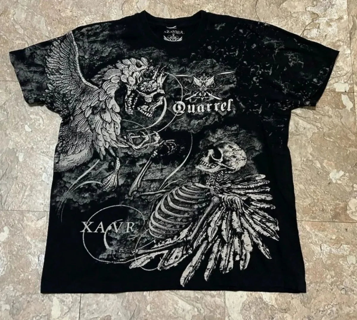 European and American men's summer Gothic skull letter print soft and breathable round neck T-shirt outdoor fashionable street t