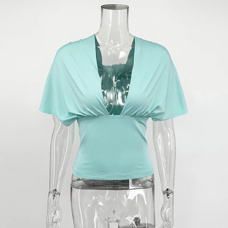 Sexy V neck Tanks Top Women Backless Lace Up Ruched Crop Top Vest Tee Y2K Slim Club Party Top Hot Girl 2026 Summer New Tops