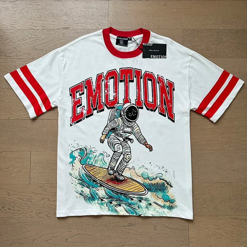Fashion Brand MIXED EMOTION T-shirts Men Women Couple Streetwear Angel Print Summer Top Tee Round Neck Short Sleeve