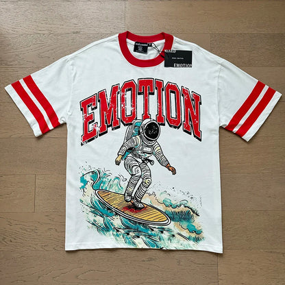 Fashion Brand MIXED EMOTION T-shirts Men Women Couple Streetwear Angel Print Summer Top Tee Round Neck Short Sleeve