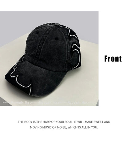 New Men Women American Street Embroidered Flame Baseball Hats Sunshade Hip Hop Versatile Personal Peaked Caps Street Fashion ins