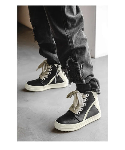 High-top Sports Shoes Lace-up Leather Ankle Boots Male Skateboard Shoes Basketball Sneakers 39-44 Men Casual Luxury Sneakers