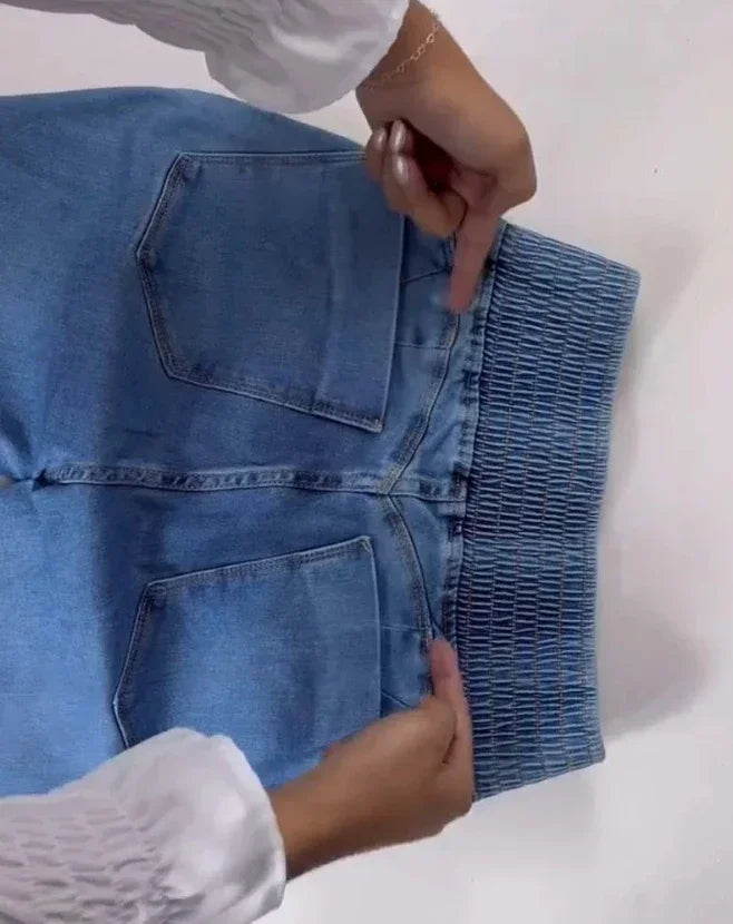 Y2K Autumn winter Jeans Elegant High Waist Button Front Casual Female Jeans Sexy  Fashion Back Shirred Trouser Bottom