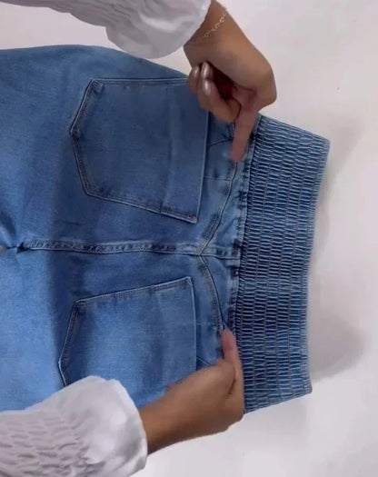 Y2K Autumn winter Jeans Elegant High Waist Button Front Casual Female Jeans Sexy  Fashion Back Shirred Trouser Bottom