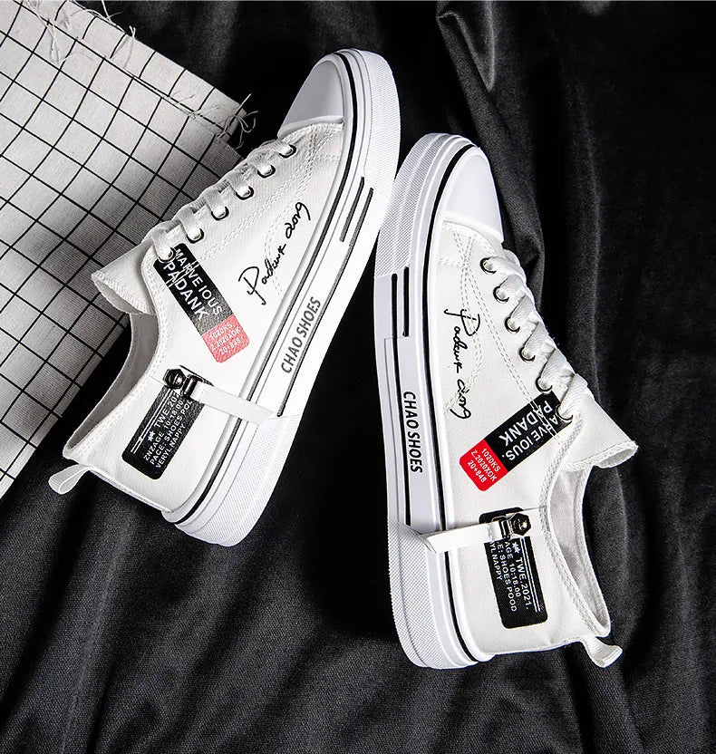 2025 Summer Men's Canvas Sneakers Low-Top Casual Breathable Shoes for Teen Trendy Lightweight Youth Streetwear Comfort Footwear