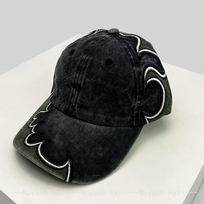 New Men Women American Street Embroidered Flame Baseball Hats Sunshade Hip Hop Versatile Personal Peaked Caps Street Fashion ins