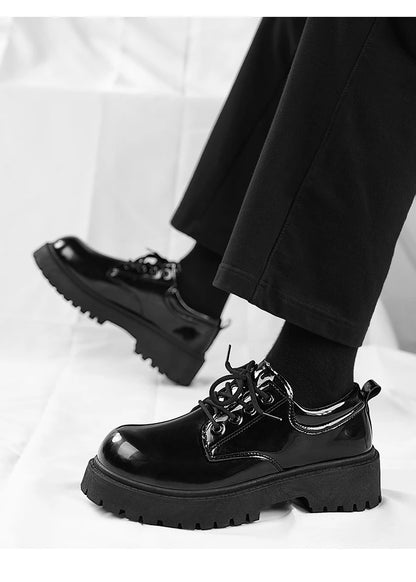 Couple's casual leather shoes Four Season thick sole anti slip comfort men's and women's workwear shoes plus size lace up shoes