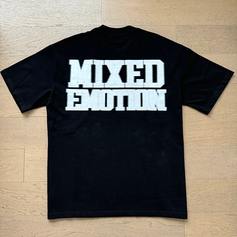 Fashion Brand MIXED EMOTION T-shirts Men Women Couple Streetwear Angel Print Summer Top Tee Round Neck Short Sleeve