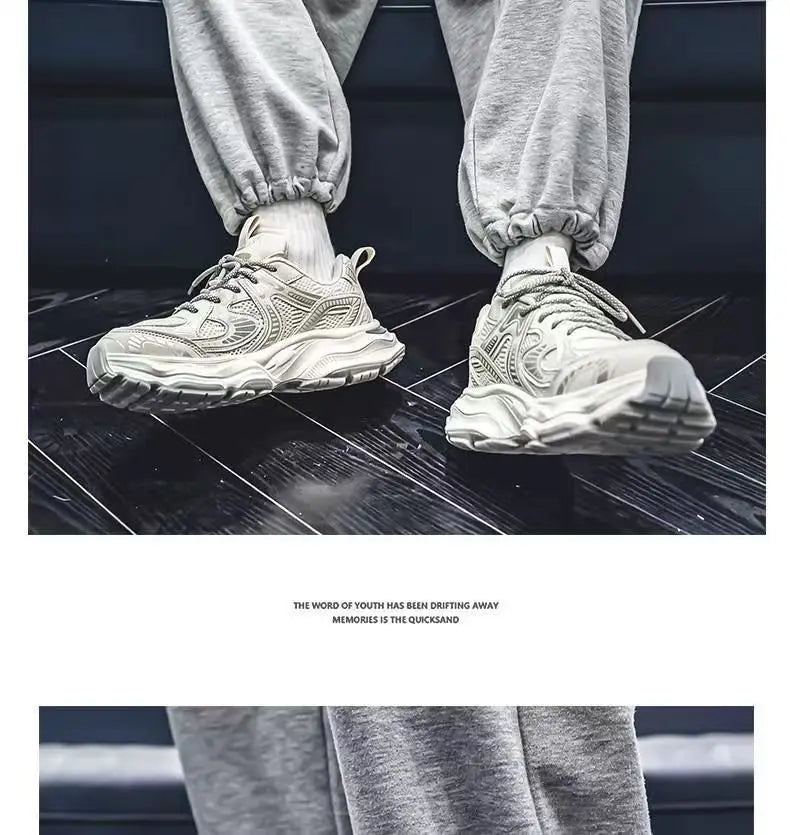 Men's 2026 Spring New Breathable Mesh Sneakers Korean Y2K Trendy Versatile Thick Sole Sports Casual Dad Shoes