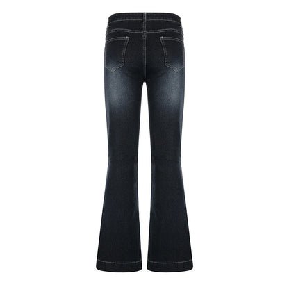 New Flare Jeans Women's Low Waist Trousers Vintage Aesthetic Denim Pants Streetwear Mom Casual Korean Fashion Y2k  Jeans