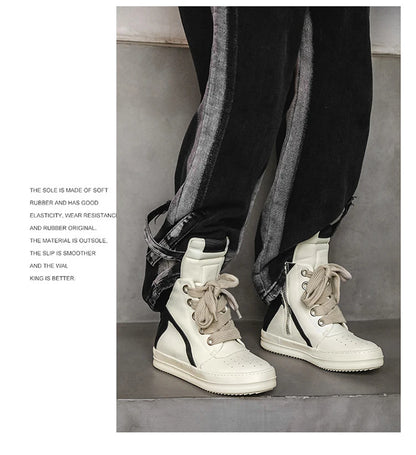High-top Sports Shoes Lace-up Leather Ankle Boots Male Skateboard Shoes Basketball Sneakers 39-44 Men Casual Luxury Sneakers