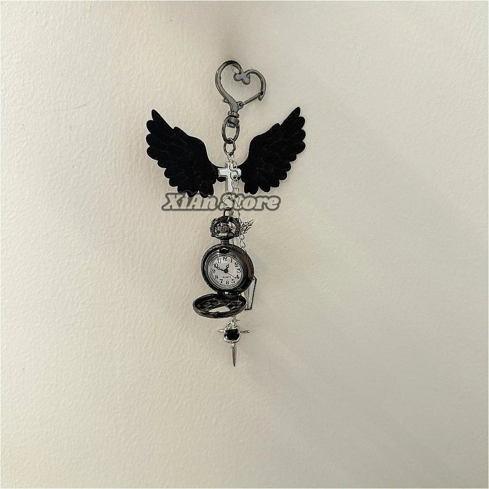 Original Hollow Heart Pocket Watch Chain keychain Design Steampunk Clock Vintage Necklace Pendant Jewelry Watch Men Women Gift