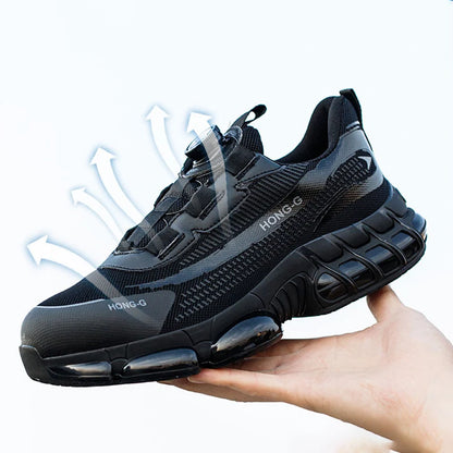 Men's Work Shoes  Rotary Buckle Work Sneakers Protective Shoes Safety Industrial Puncture-Proof Anti-Smash Steel Toe Shoes