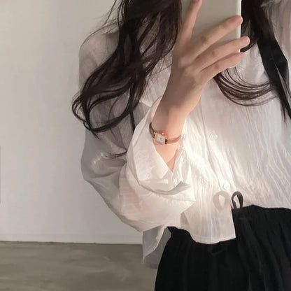 Trendy Shirt Blouse Simple Thin Pure Color Anti-UV Shirt Anti-fade Shirt Top Women Solid Color Sun Protection Shirt Streetwear