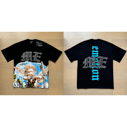 Fashion Brand MIXED EMOTION T-shirts Men Women Couple Streetwear Angel Print Summer Top Tee Round Neck Short Sleeve