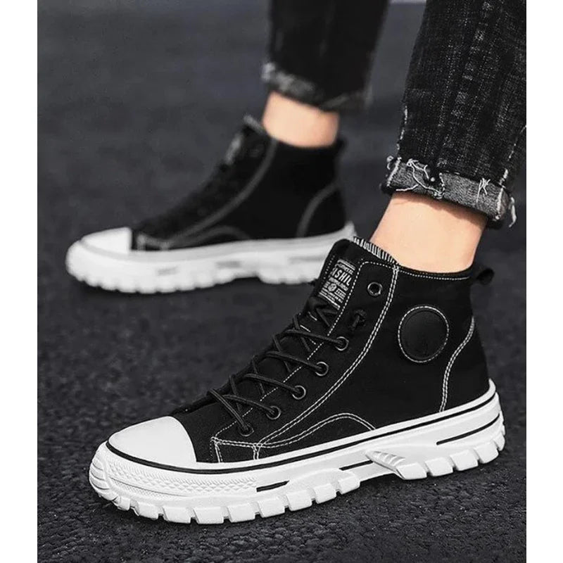 Shoes for Men 2025 New Men's Canvas Shoes High Top Casual Sneakers British Style Skateboarding Vulcanized Shoes Comfort Sneakers