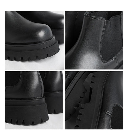 Men's Versatile Casual British Style Heightening Chelsea Boots, Paired with Trendy and Simple Ankle Boots for Outerwear.