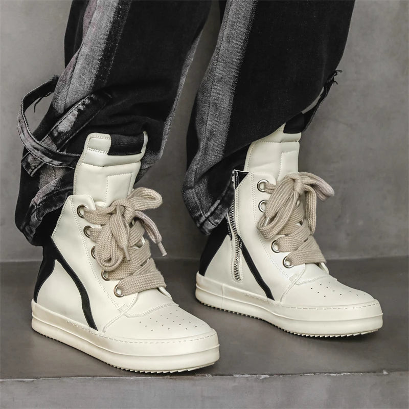 High-top Sports Shoes Lace-up Leather Ankle Boots Male Skateboard Shoes Basketball Sneakers 39-44 Men Casual Luxury Sneakers
