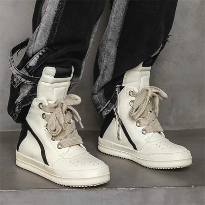 High-top Sports Shoes Lace-up Leather Ankle Boots Male Skateboard Shoes Basketball Sneakers 39-44 Men Casual Luxury Sneakers