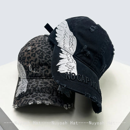 Korean Embroidered Letters Dual-bladed Angel Wings Baseball Hats New Men Women Sunshade Retro Versatile Fashion Peaked Caps ins