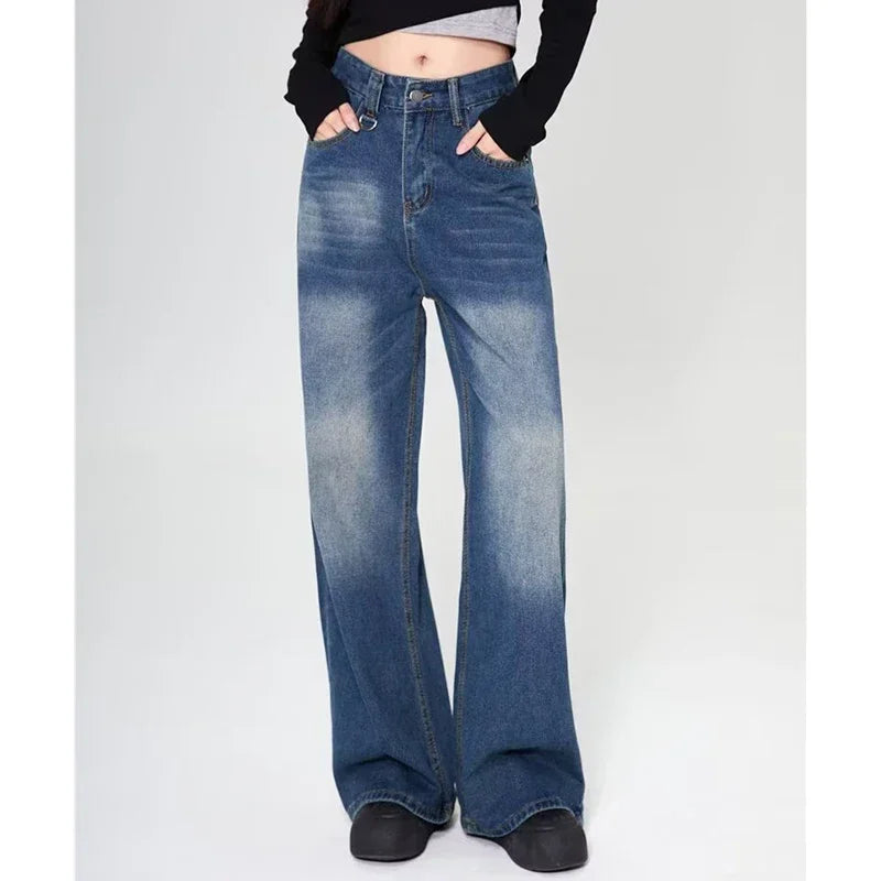 Summer Men Baggy Jeans Unisex Vintage American Style Straight Wide Leg Denim Pants Fashion Brand Hot Sale Casual Trousers