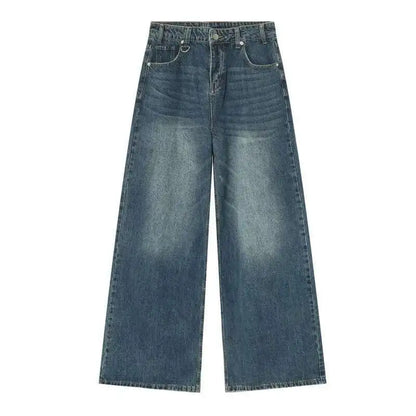 IEFB Summer Men's Denim Pants Old Blue Washed Male Jeans Straight Casual Menwear Loose Wide Leg Trousers New Fashion 9C354