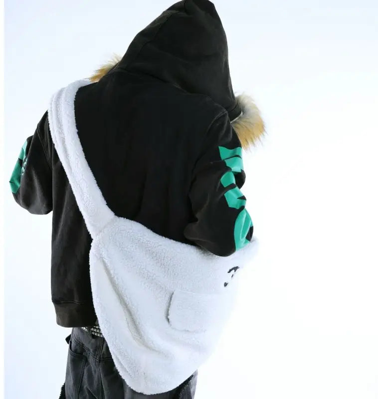 Women Fluffy Backpack Large Capcity Female Purple Y2k Sling Bag Men Casual Design Big Waist Bags 2024 Fashion Travel Backpacks
