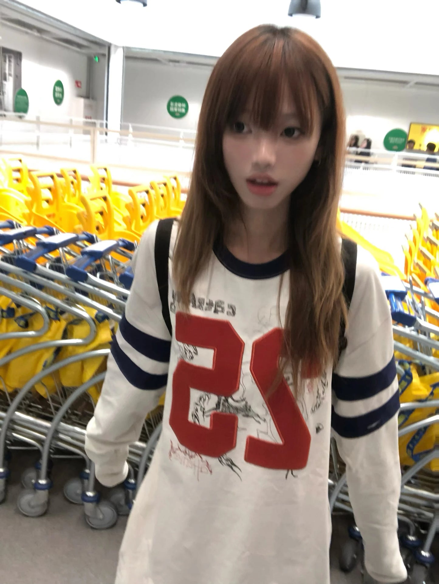 Karrram Japanese Y2k Number Print T-shirt 2000s Aesthetics Long Sleeve Jersey Tops Vintage Harajuku Streetwear American Retro