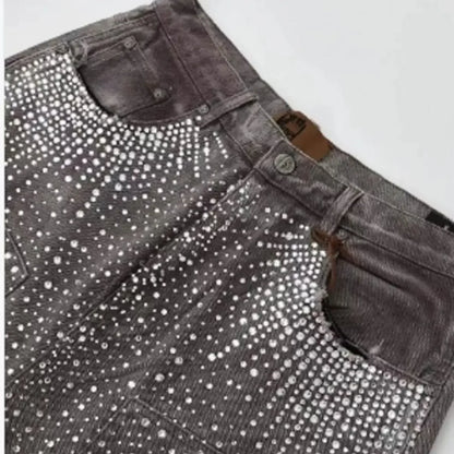New American Trendy Brand Street Washed Ripped Edge Denim Shorts Men's and Women's Straight Versatile High Street Denim Shorts