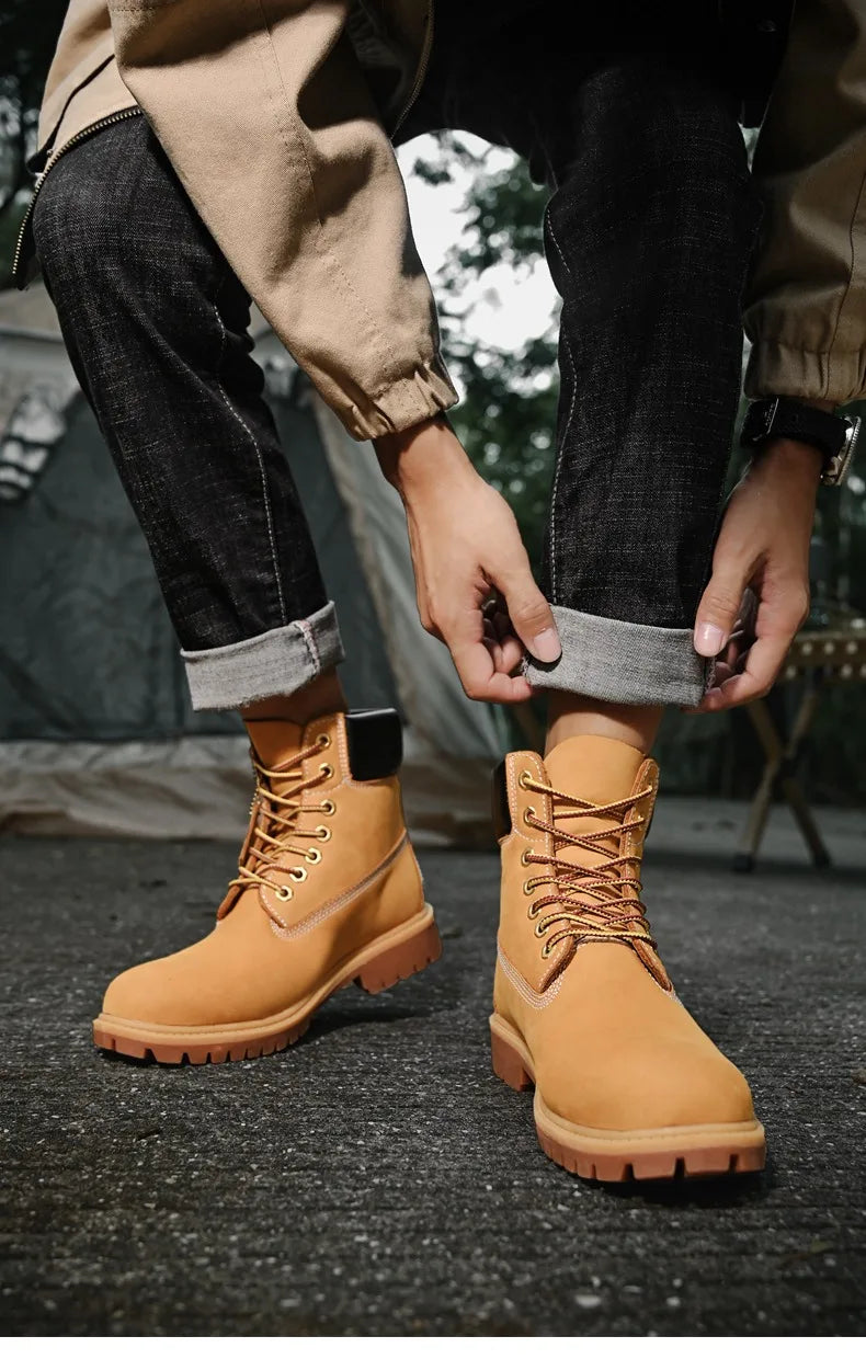 High Top Boots Hiking Shoes Men Anti-slip Outdoor Shoes Men Lace-up Comfortable Soft Breathable Casual Sneakers Shoes Men