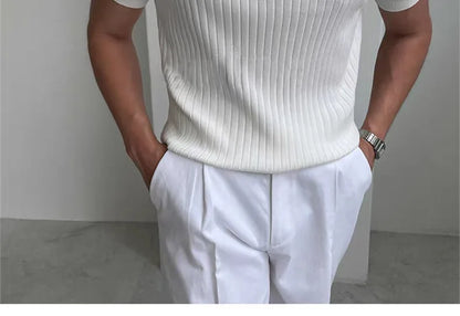 Summer Sports And Leisure Slim Fit T-Shirt Fashionable Men's Golf Polo Shirt Open Neck Breathable Quick Drying Short Sleeved Top