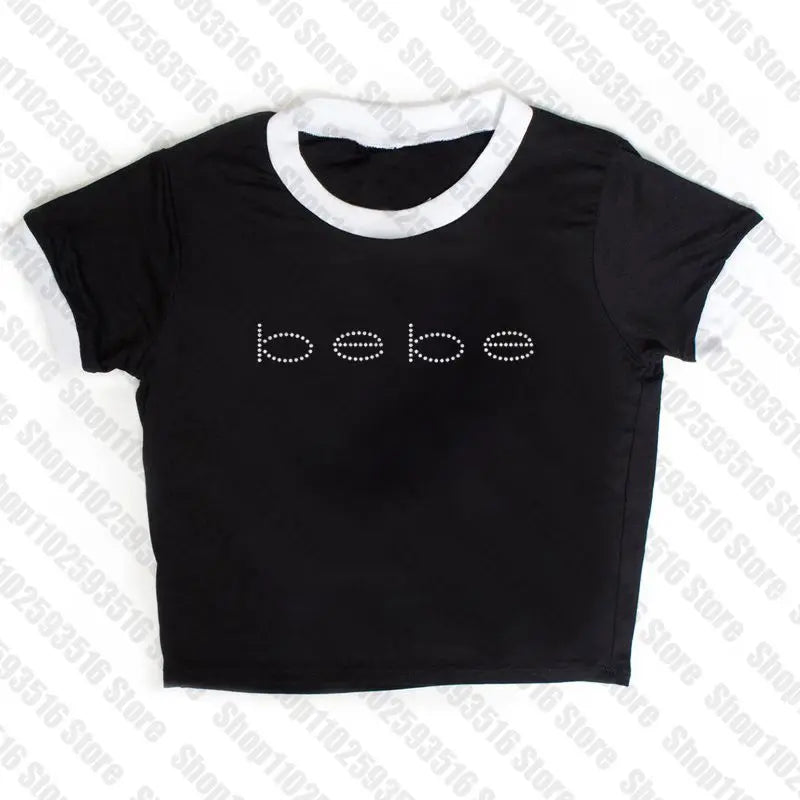 2000s Clothes Y2k Top Top for Women Baby Tees Tops Rhinestone T Shirts Women's T-shirts Female Clothing Kpop Gothic Kawaii Goth
