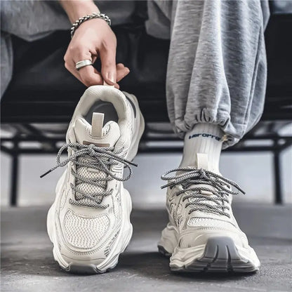 Men's 2026 Spring New Breathable Mesh Sneakers Korean Y2K Trendy Versatile Thick Sole Sports Casual Dad Shoes