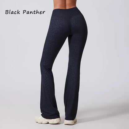 DIAS FIT JOY Women's Hip lifting flared pants high waisted yoga fitness pants sports micro flared yoga pants wide leg pants