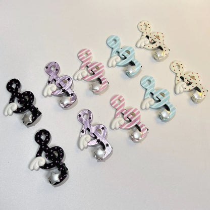 Kawaii trendy hair clips Musical Symbol Resin wings hair jewelry accessories y2k Unique Striped Star girls headband